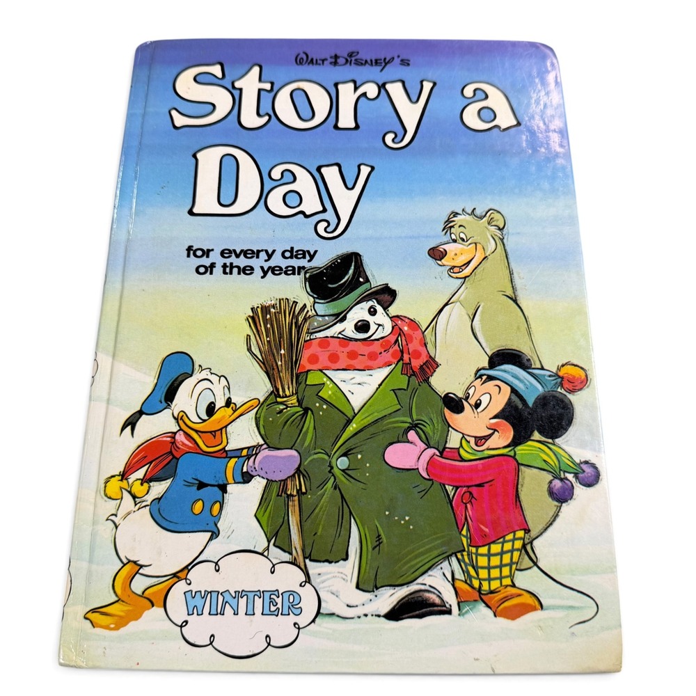 Vintage Walt Disney Story a Day Winter Hardcover Book Golden Press Mickey Mouse